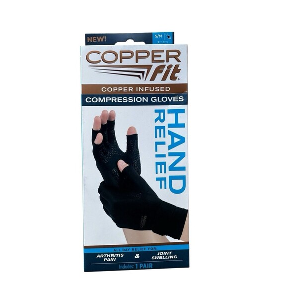 NEW Copper Fit Copper Infused Compression Gloves Hand Relief S/M Unisex 1 Pair - Picture 1 of 4